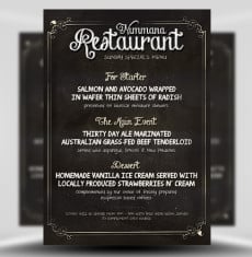 Free Chalk Board Menu PSD Flyer