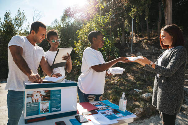 distribution of flyers in an event