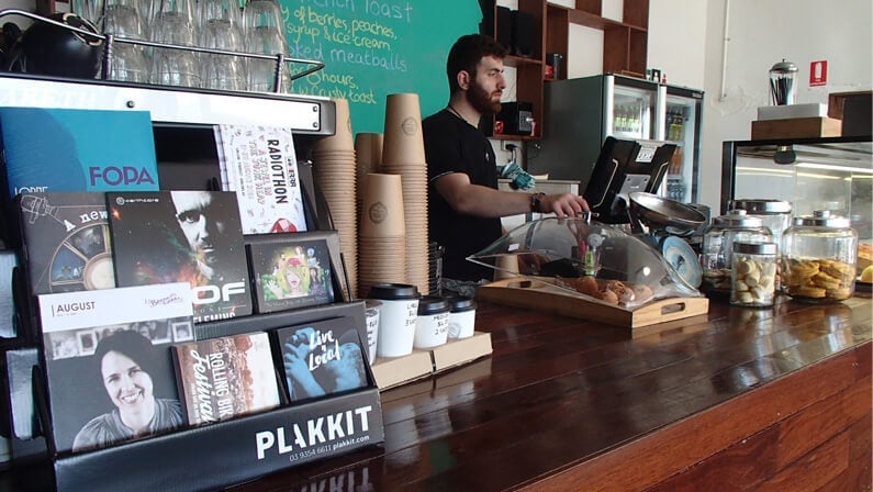 flyers in coffee shop