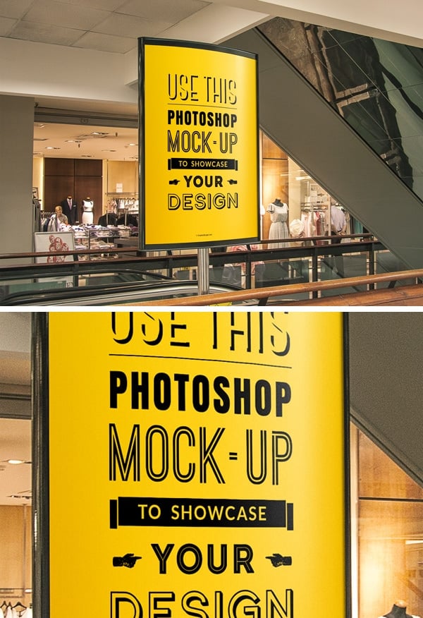 Free Indoor Advertising Poster MockUp