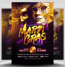 Gold Mask Mardi Gras Flyer