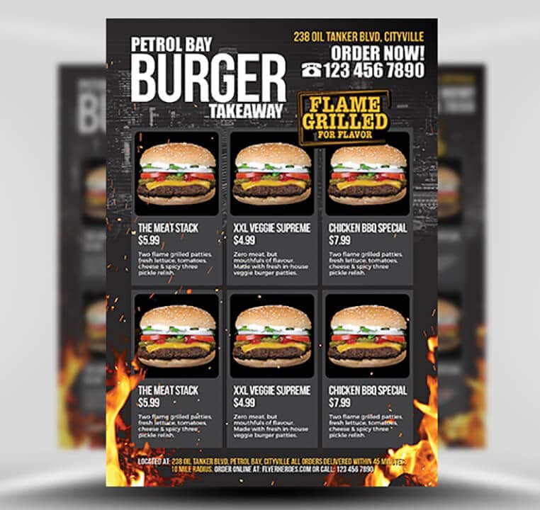 restuarant rack card sample
