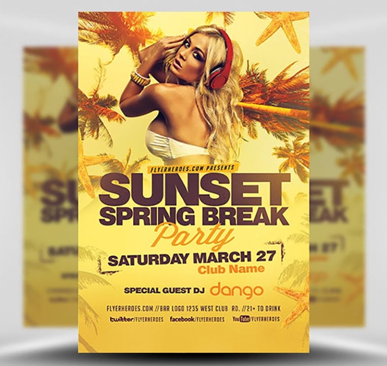 Sunset Spring Break Party Flyer