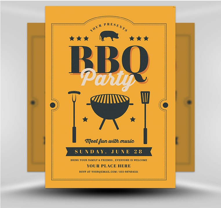 Vintage BBQ Party Flyer